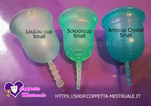 comparativo coppette loulou small, sckooncup, amycup crystal