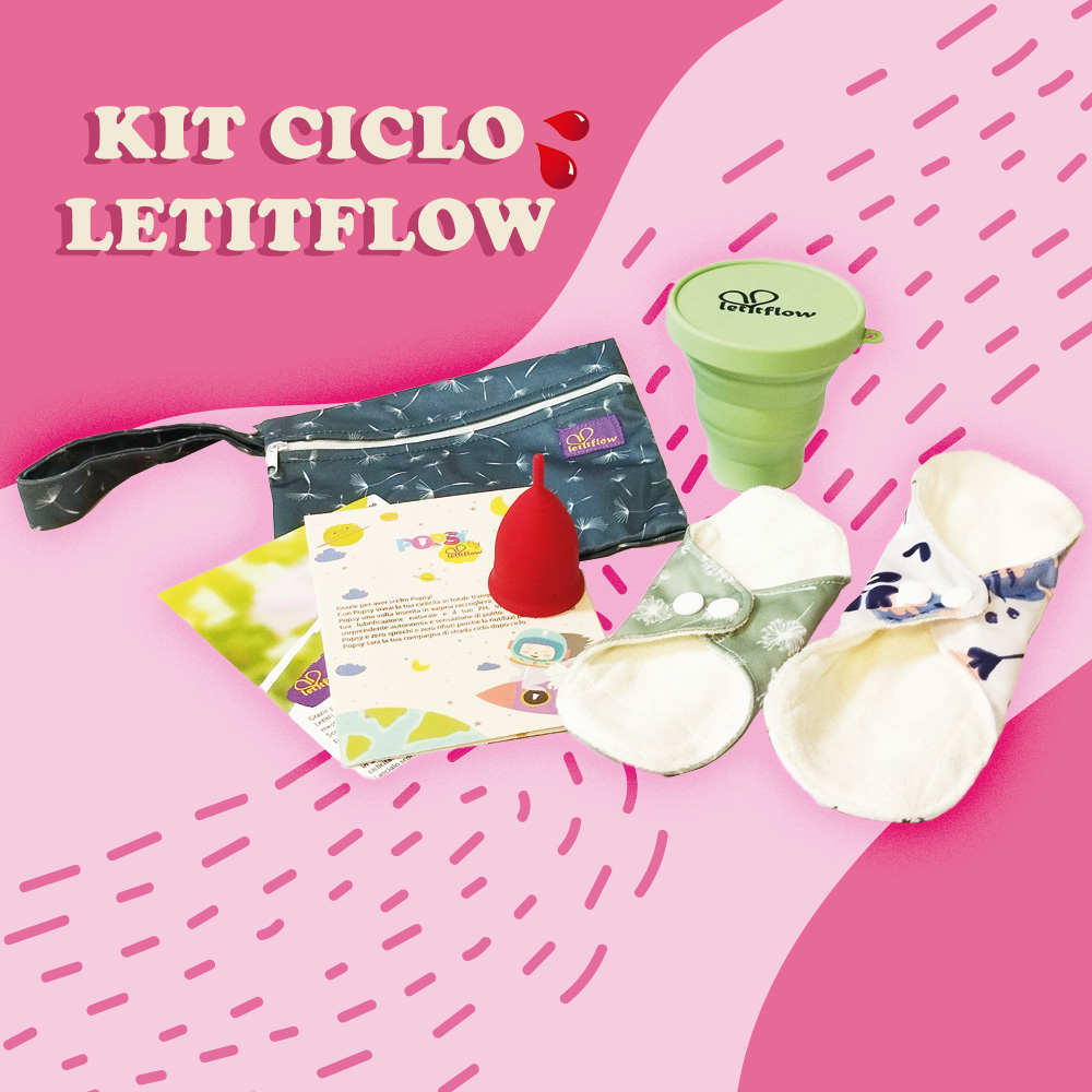 Kit mestruale con coppetta,assorbenti e accessori kit per le mestruazioni con coppetta mestruale,assorbente lavabile giorno, salvaslip, bicchiere per igienizzare coppetta e pochette impermeabile del marchio Letitflow